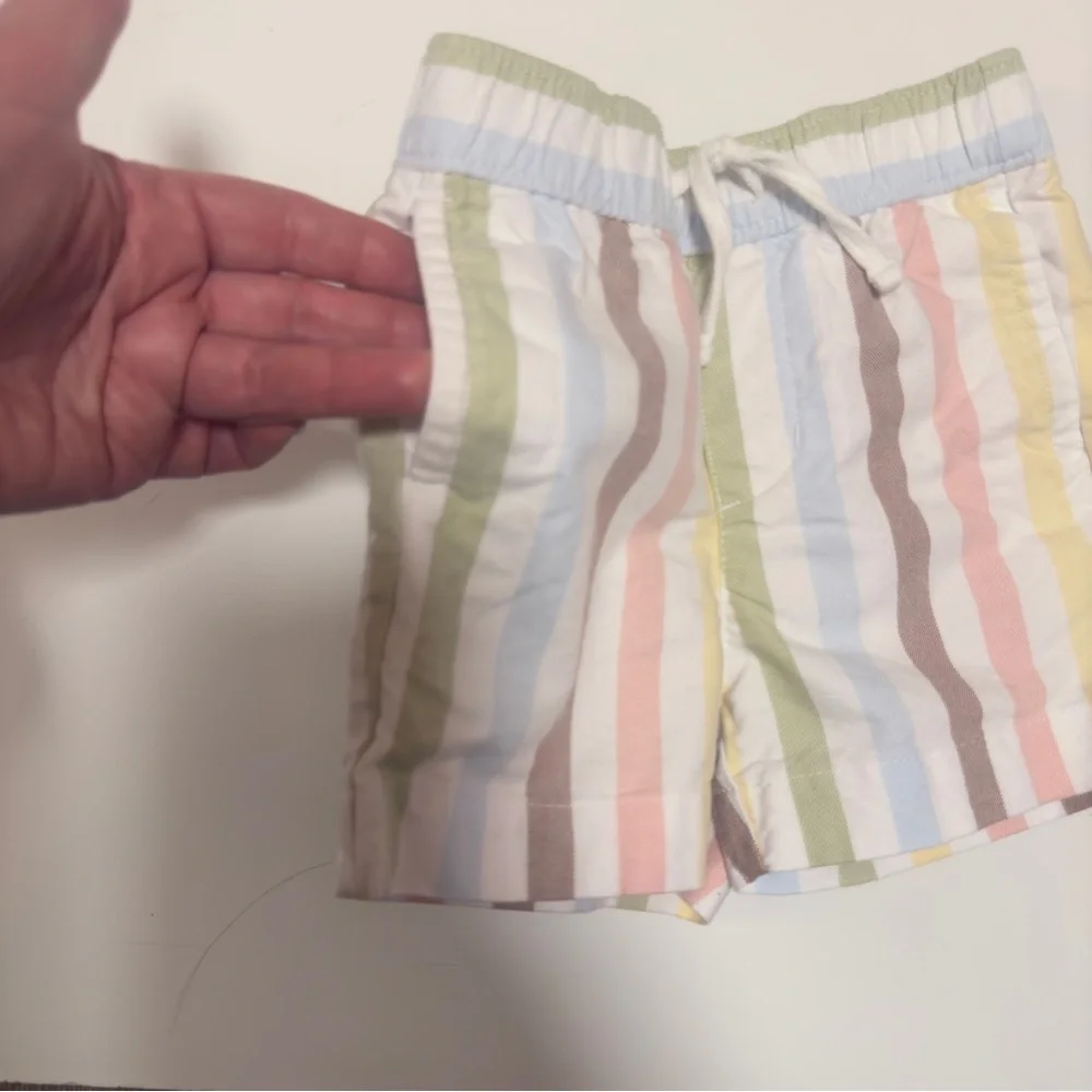 Janie &Jack White Polo body Shirt with Striped Shorts 6-12 months